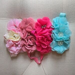 Set of 4 Hairbands With Flowers & Crystal's for Baby Girl, NWT